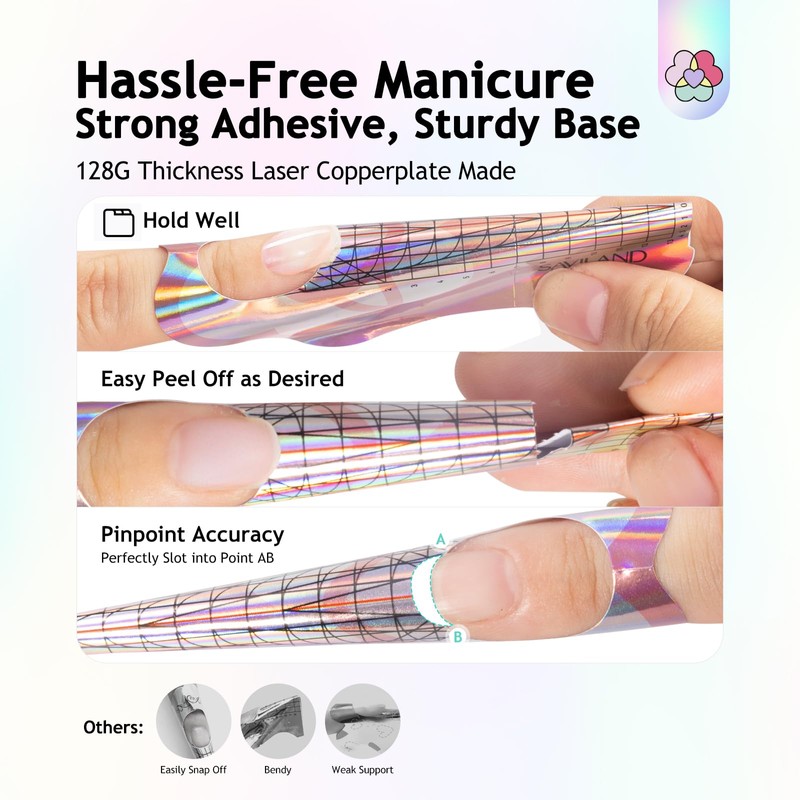 SAVILAND Ultra Long Self-Adhesive Nail Forms, Reusable Sturdy Paper Pink