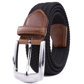 Braided Stretch Elastic Belt for Women, Unisex (XL, Black)