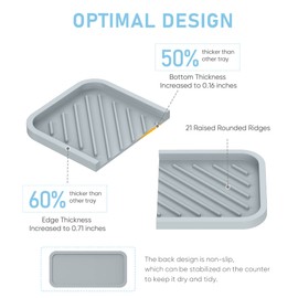 EG-SIPRO Sponge Holder for Kitchen Sink,Large 10" Kitchen Sink Organizer Tray Kitchen Soap Tray Silicone Soap Holder Sponge Caddy Bathroom Counter Tray for Soap Dispenser,Scrubber