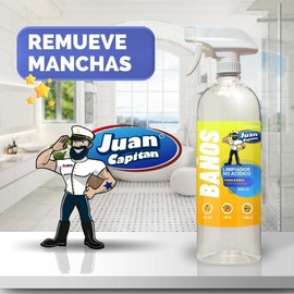 Juan Capitán Seguro Limpiador Del Cuarto De Baño NO Acidico (Baños, Azulejos, Regaderas, Lavabos, Sanitarios,Inodoros, Escusados, etc.) (3 U. 600 MLS)
