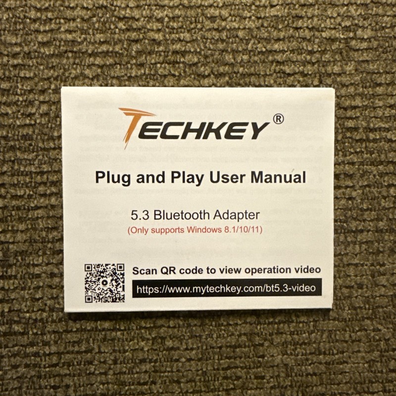 Techkey BT833 Black USB Long Range 5.3 Bluetooth Adapter Plug