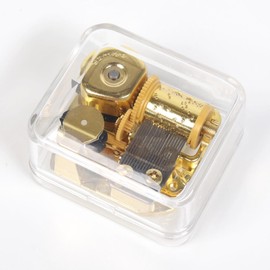 Gueiddi Music Box Movement，18 Note Wind-up Music Box Movement Clockwork Mechanism Replacement for DIY Music Boxes with Key Screws (13 Song Options) (Edelweiss/Gold)