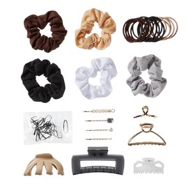 Scunci by Conair 82 Piece hair accessory kit - hair accessories for women - neutral colors- 3 stackable containers