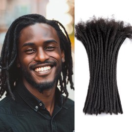 Teresa 8 Inch 0.2cm Width Loc Extension Human Hair Natural Black 100 Strands Full Hand-made Permanent Locs Extensions Can Be Dyed and Bleached for Men/Women/Kids Real Dreadlock Extensions Human Hair