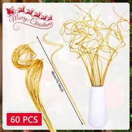 60 Stem Christmas Curly Branch Xmas Glitter Branch Vase Filler Branch Ting Ting Branch Glitter Decoration for Christmas Decor, Wedding, Holiday and Home (Silver)