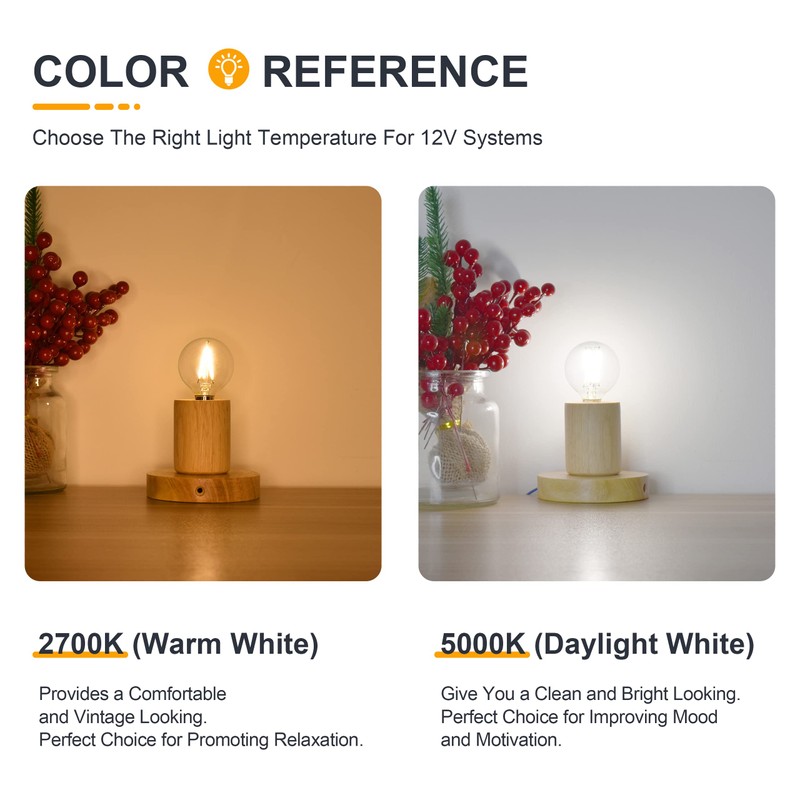 TOKCON 12V LED Light Bulbs - Soft Warm White 2700K