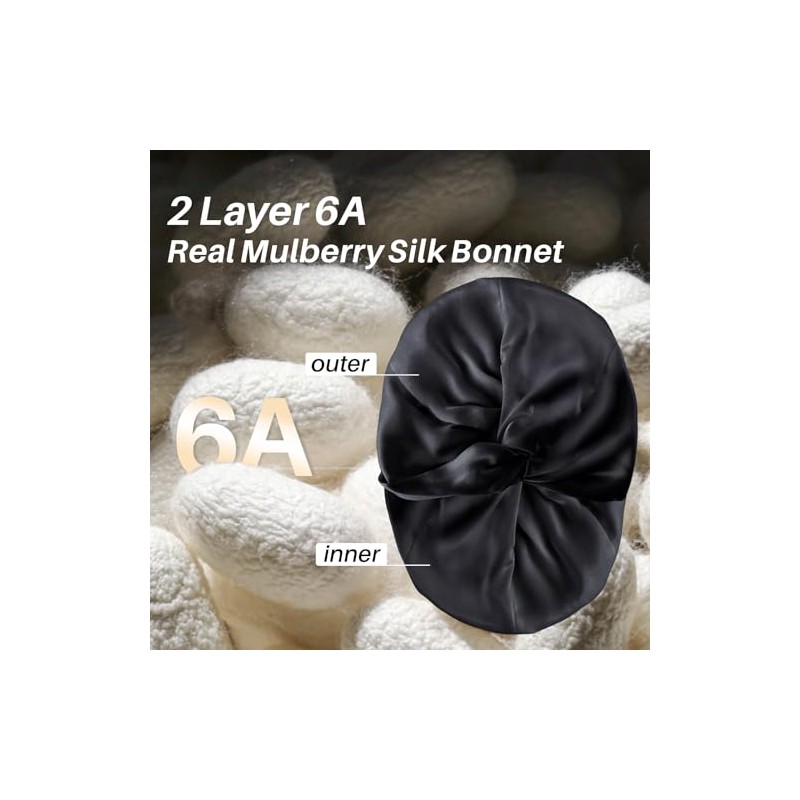 Gorro Dormir 100 Seda Morera Mujeres Hombres Cabello Rizado Fino