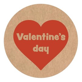 Made in Tantan v-y-011 Valentine's Day Stickers, Round Shape, 1.2 inches (30 mm), 48 Pieces, Kraft Paper