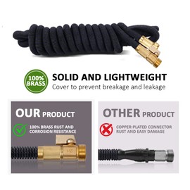J&B XpandaHose 50ft Expandable Garden Hose- Heavy Duty Superior Strength 3750D - 4 -Layer Latex Core - Extra Strong Brass Connectors and Storage Bag (Black 50)