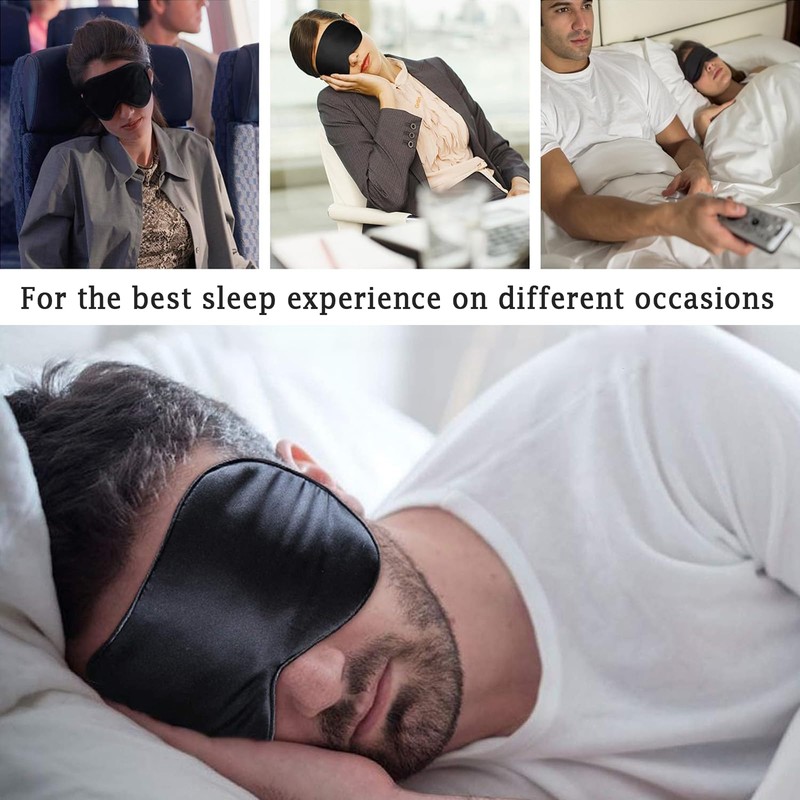 2 Pack Sleep Mask,Silk Eye Mask with Adjustable Strap, Soft