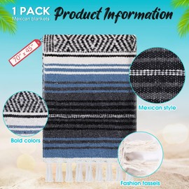 Oudain 1 Pack Mexican Blankets and Throws 45 x 70 Inch, Cotton Outdoor Camping Cozy Baja Blanket Woven Serape Restorative Yoga Fiesta Fall Autumn Essential Supplies (Midnight Canyon)