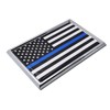 Elektroplate Standard Police Flag Blue Line Chrome Auto Emblem