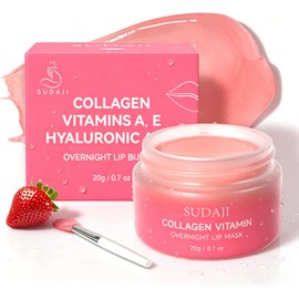 Mascarilla labial, bálsamo labial hidratante de colágeno, manteca labial hidratante nocturna con ácido hialurónico y aloe vera