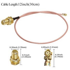 RP-SMA a IPX Cable coaxial TUOLNK UFL U.FL MHF1 a RPSMA Cable coaxial de baja pérdida para router WiFi Mini cable de antena PCI de extensión de 30 cm, paquete de 5