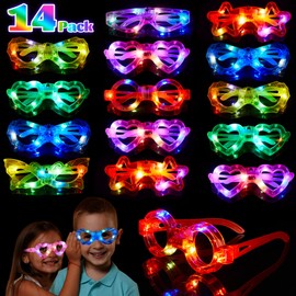 Makorobi 14Pcs LED Funny Glasses for Kids Children Light up Party Glasses Boys Girls Light up Glasses for Birthday Christmas Concert Glow in the Dark Party Supplies