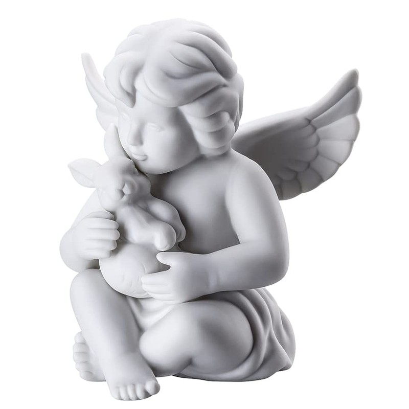 Angel Medium White Matt Angel with Rabbit