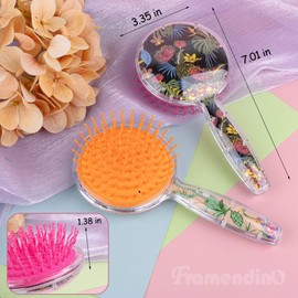 Framendino, 4 Pack Sequin Hair Brush Glitter Detangle Massage Comb Cute Round With Pattern for Women