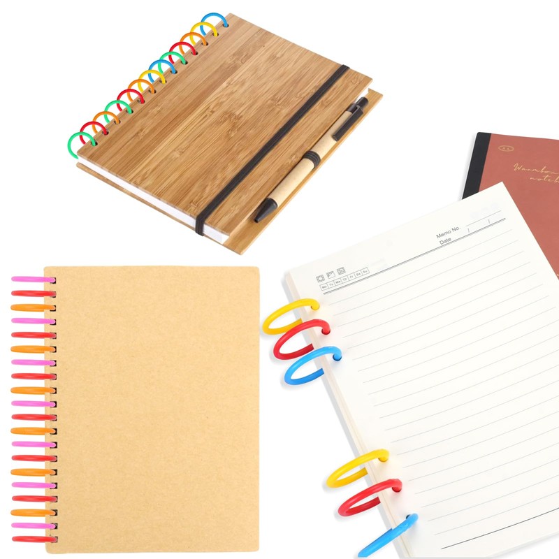 QUMENEY 210 Pcs Plastic Binder Rings Colorful Loose Leaf Hoop