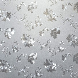 PROTINT WINDOWS Designer Floral Glass Privacy Window Film, Self Static Adhesive Cling, 35.5 inches by 72 inches