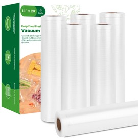 Moretoes Vacuum Sealer Bags,6 Rolls 11" x 20' Food Vac Bags for Food Storage Saver,Commercial Grade Bag Rolls, BPA Free,Customized Size Bag for Sous Vide Cooking or Meal Prep