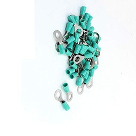 Aexit 50Pcs Ring Tools & Testers Tongue Type Pre Insulating Terminals Green for Battery Testers AWG 12-10
