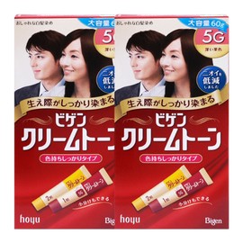 Bigen Cream Tone Hair Dye 5G Dark Brown 60g / 비겐크림톤 염색약 5G 진한밤색 60g X 2개