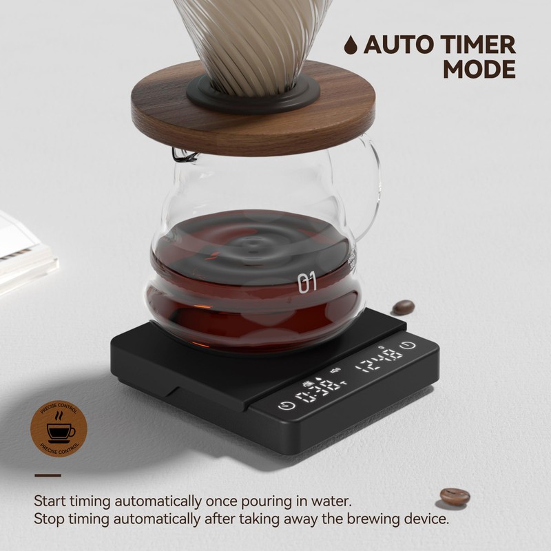 Mini Coffee Scale with Auto Timing, Rechargeable Espresso Scale with