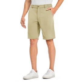 Rdruko Men's Golf Shorts 10" Stretch Quick Dry Lightweight Casual Dress Athletic Shorts with 4 Pockets,Light Camel,38