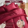 MR&HM Full Size Comforter Set Burgundy, Reversible Satin Microfiber Comforter