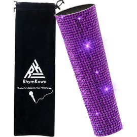 RhymKawa Rhinestone Microphone Cover for Wired Mic Shuer SM58LC, Beta 58A Universal Transmittor Skin Shining on Tours TV Shows Podcast