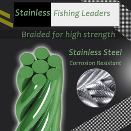 9Tong Saltwater Steel Leaders Fishing Rigs High Performance Wire Leader Bait High Strength Fishing Leader Freshwater #1 20lb 5.9in 50pcs