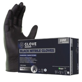 Glove Connect Disposable Black Nitrile Gloves with Textured Fingers, Box of 100, 4.7 Mil Thickness (4.5g - 6g in Weight) (Extra Large)
