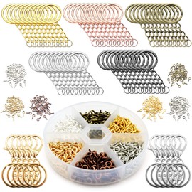 660pieces Keychain Rings Including 60pcs With Open Jump Rings With Chain, Eight Character Lobster Clasp Key Ring and 600pcs Small Screw Eye Pins Connector Accessories DIY Keychain Rings For Crafts Set