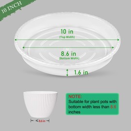 SupKing 6 Pack Plant Saucers Drip Tray, 6 8 10 12 14 15 Inch Heavy Sturdy Plastic Flower Pot Saucers for Indoor,Clear Plastic Planter Water Tray for pots Base (10''-Clear)