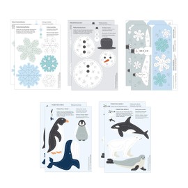 Familienmomente 10 Craft Sheets for Tingling for Children from 3 Years Winter Motif (2 x Snowman, 2 x Snowflakes, 2 x Animals Arctic I, 2 x Animals Arctic II, 2 x Snow Lanterns) DIN A5