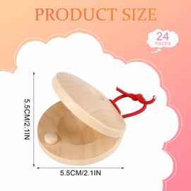 Fuyamp 24 Pcs Castanets Wooden Musical Instrument Finger Castanets Baby Castanet Hand Finger Castanets Classroom DIY Wooden Percussion Instrument for Kids Adults