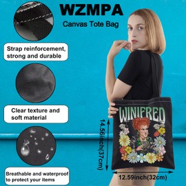 WZMPA Sanderson Sisters Canvas Tote Bag Winifred & Sarah & Mary Sanderson Reusable Grocery Bag Sanderson Sisters Merchandise (Winifred BL TG)
