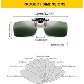 Gafas de Sol Polarizadas con Clip, 3 Pcs Gafas de Sol con Clip Flip-up para Mujer, Hombre, Sin Montura, Antirreflejos, Protección UV400, Universales
