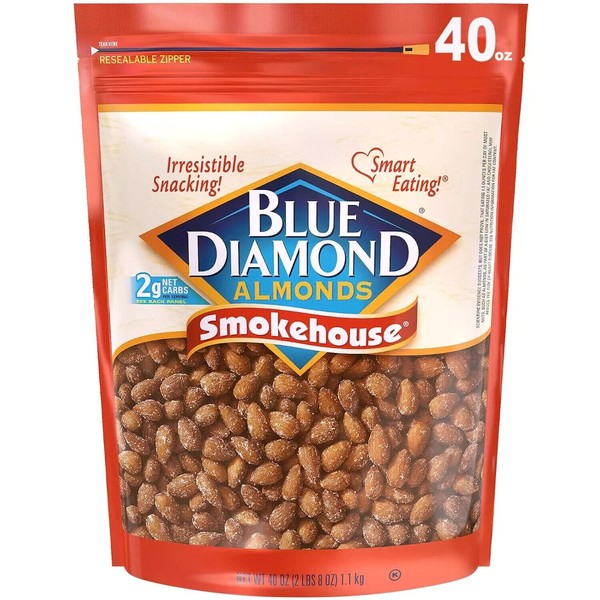 Blue Diamond Almonds Smokehouse Flavored Snack Nuts 40 Oz Resealable