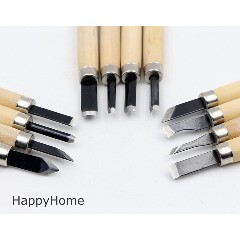 HappyHome Chisel Set of 12, Whetstone Included, Storage Case with