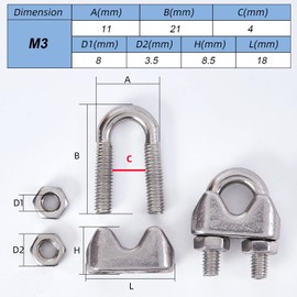 10pcs wire rope cable clip clamps m3,steel u bolt saddle fastener,wire rope grips,wire tensioner,cable clamp for wire rope,rigging fasteners,tension wire rope clamps,bolt cable clamp,wire tensioner