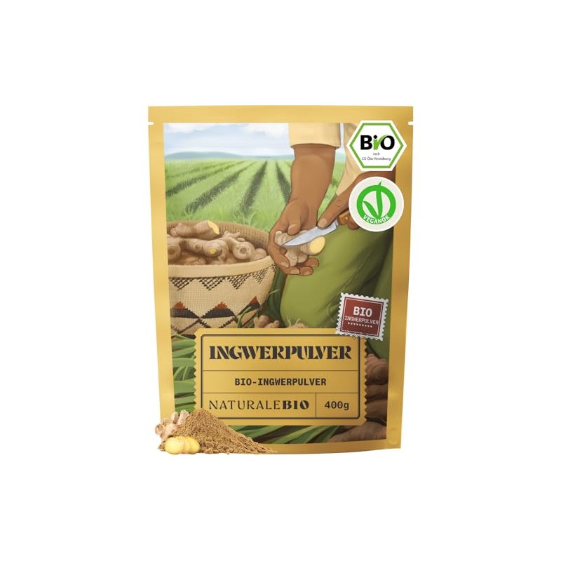NaturaleBio Ginger Powder Organic 400 g Ginger Shot Powder, 100%