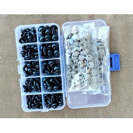 Tiazey 300PCS Black Plastic Safety Eyes,Crochet Eyes,Amigurumi Eyes,Stuffed Animal Eyes Crafts with Washers & All Doll Making Supplies,Tools,Materials