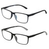 Foster Grant Men's Tatum 2-Pack Rectangle Reading Glasses, Navy, Black,