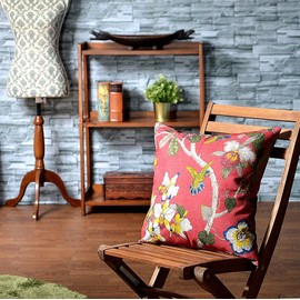 Kuai Cushion Cover 45cm 60cm 30x50cm Floral Oriental Antique Chinoiserie Asian Nordic Decor Polyester (45x45cm, Red)