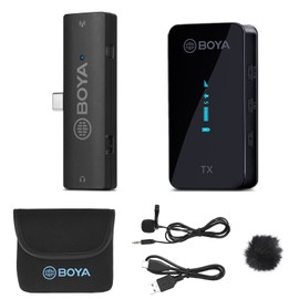 BOYA Wireles Microphone,XM6-S5 USB C Wirele Clip Microphone Portable Transmitter&Receiver for Android Type C Smartphone Podcast Facebook YouTube Vlog Video Recording