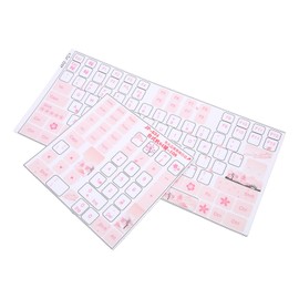 Computer Keyboard Stickers Keyboard Skin, Desktop Computer Mechanical Keyboard Button Stickers 84-108 Keys Keyboard Keycap Button Stickers Beautiful White Cherry Blossoms Skin
