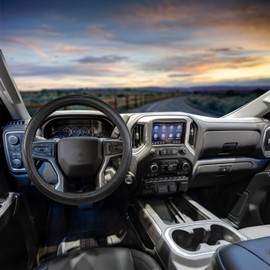 CACAWIZ Steering Wheel Cover for Chevy, Compatible with Silverado, Tahoe,Equinox,Traverse,Colorado, Black