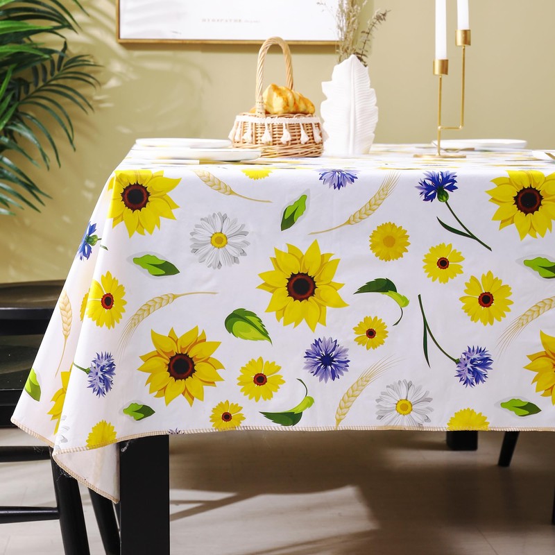 Heavy Duty Vinyl Tablecloth with Flannel Backing Waterproof Oil-Proof Plastic