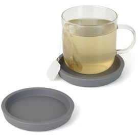 Carrotez Thick Silicone Coasters for Drinks, Round Bulky Cup Coasters for Coffee Table, Desk, Set of 2 - Grey